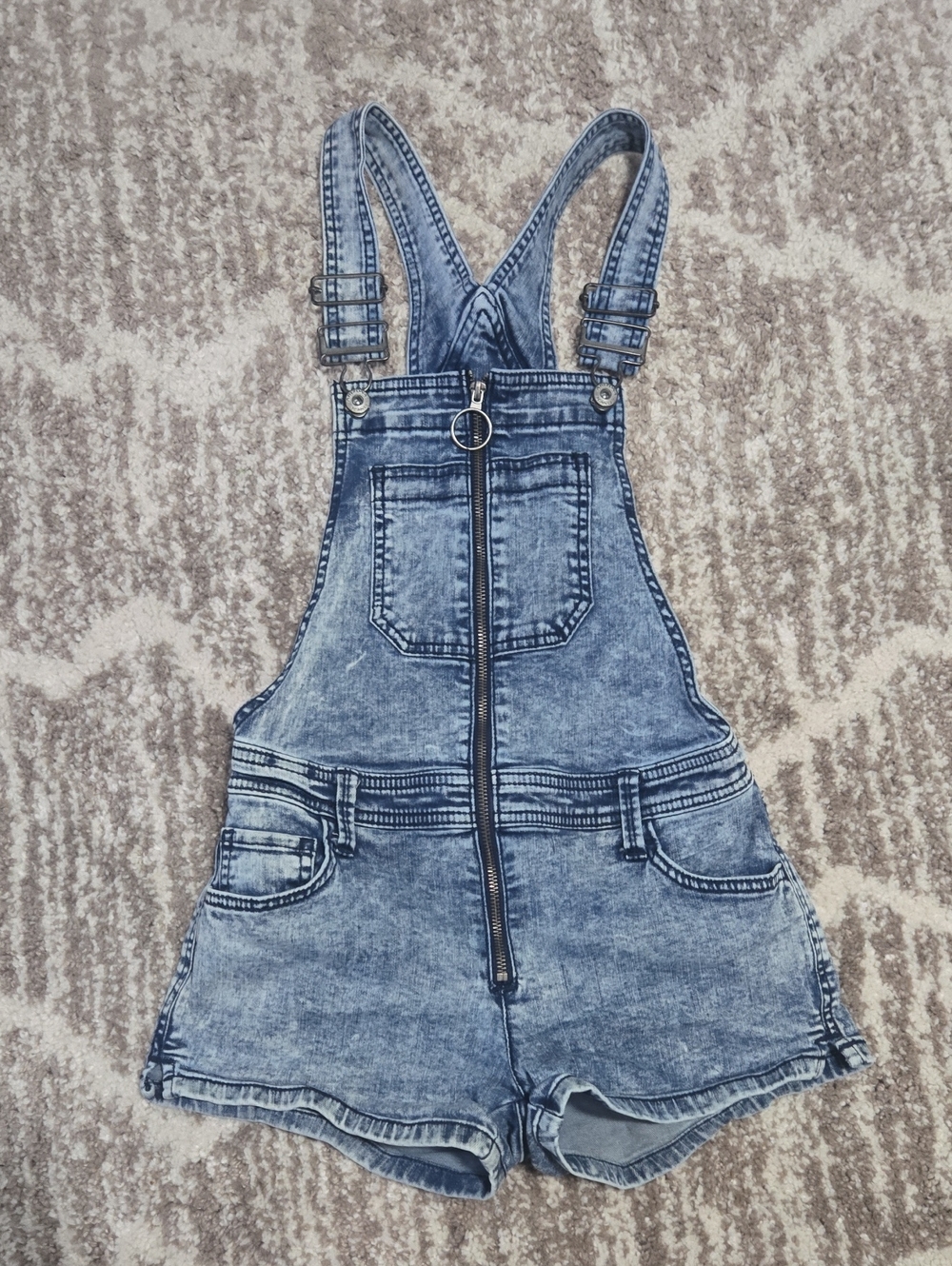 Arizona Jean Company Light Blue Denim Short Overalls Romper